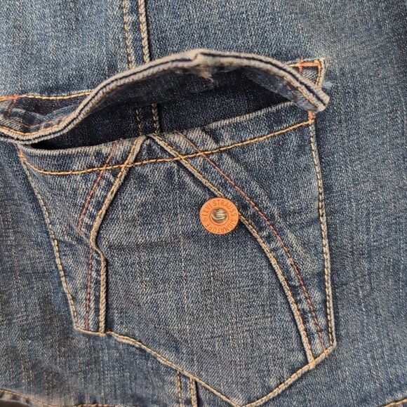 Levi's Strauss signature medium wash denim jean blazer jacket sz s 4/6 authentic - Picture 2 of 12